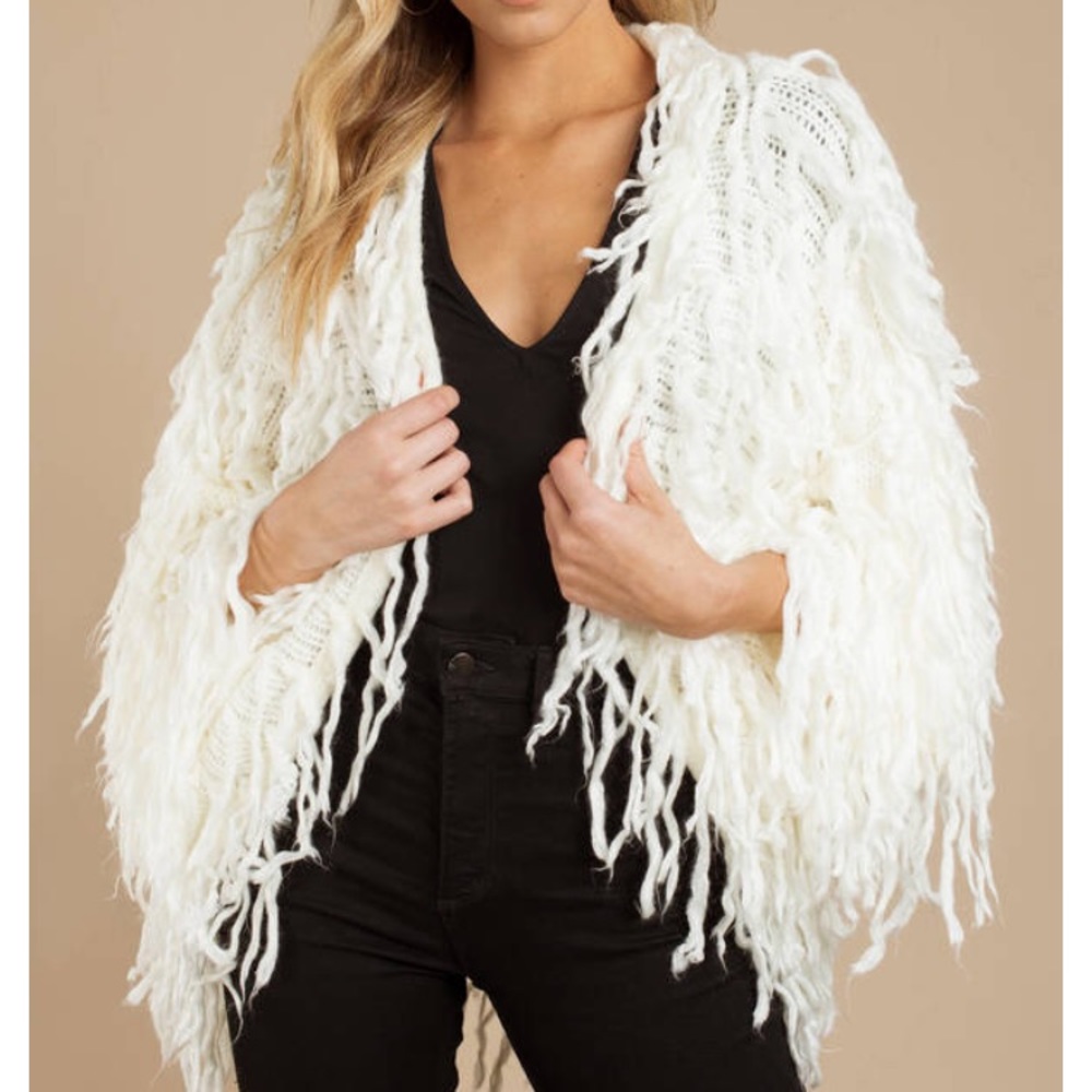 Shaggy cream statement cardigan-Tobi,New with tags
